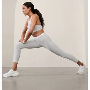 Athleta Interval Stash Tipped 7/8 Tight Legging, Quartz & White, Women's Medium